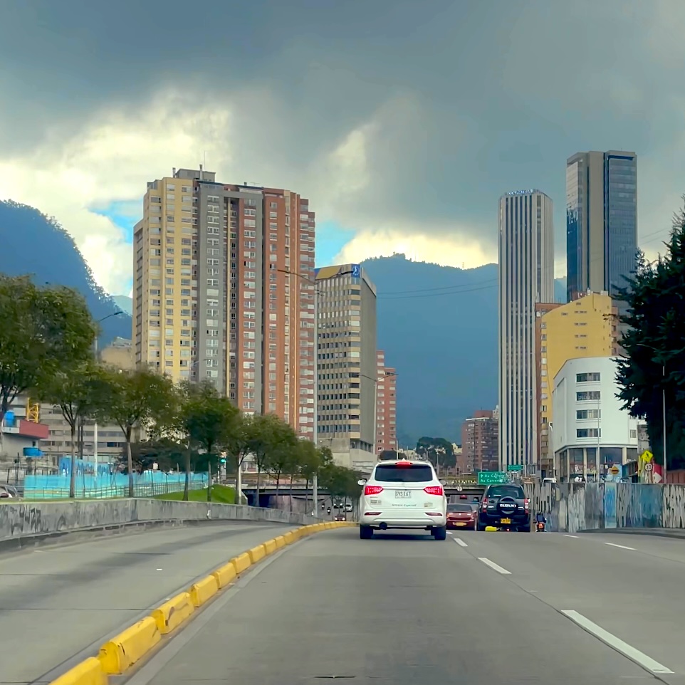 Cars on the highway in Bogota, Colombia